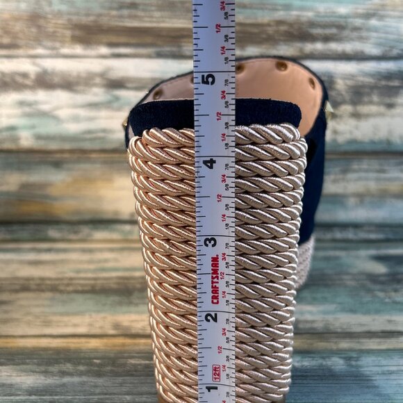 Marc Fisher Platform Slide Sandal Womens 8M Blue Suede Rope Wedge Heel Studded. - Picture 11 of 12